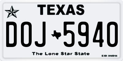 TX license plate DOJ5940