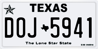 TX license plate DOJ5941