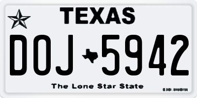 TX license plate DOJ5942