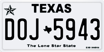 TX license plate DOJ5943
