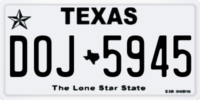 TX license plate DOJ5945