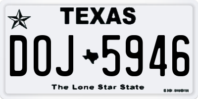 TX license plate DOJ5946