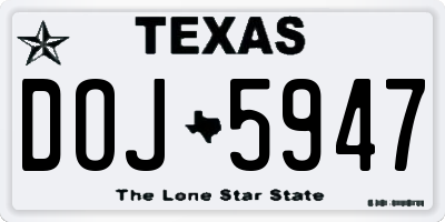 TX license plate DOJ5947