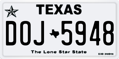 TX license plate DOJ5948
