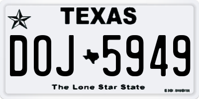TX license plate DOJ5949