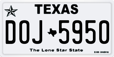 TX license plate DOJ5950