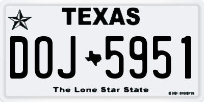 TX license plate DOJ5951
