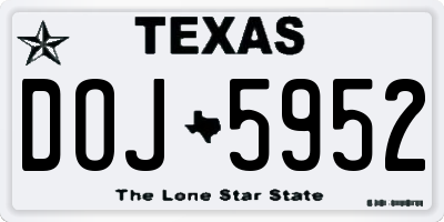 TX license plate DOJ5952