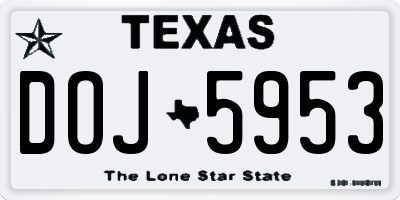 TX license plate DOJ5953
