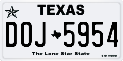 TX license plate DOJ5954