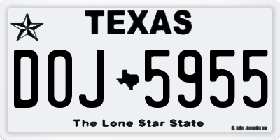 TX license plate DOJ5955