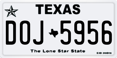 TX license plate DOJ5956
