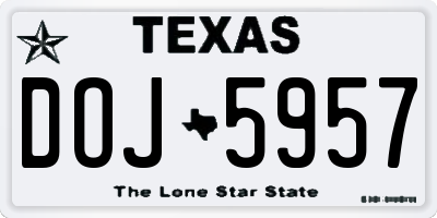 TX license plate DOJ5957