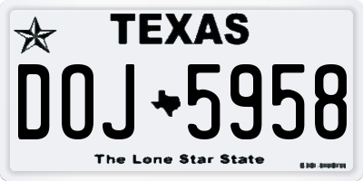 TX license plate DOJ5958