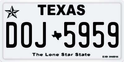 TX license plate DOJ5959