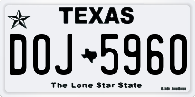 TX license plate DOJ5960