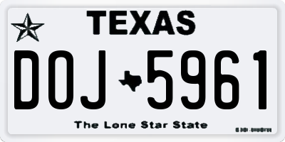 TX license plate DOJ5961