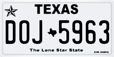 TX license plate DOJ5963