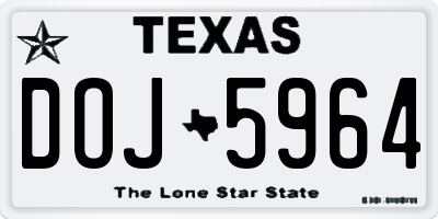 TX license plate DOJ5964