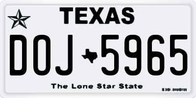 TX license plate DOJ5965