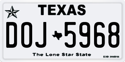 TX license plate DOJ5968