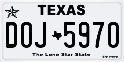 TX license plate DOJ5970