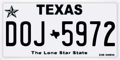 TX license plate DOJ5972