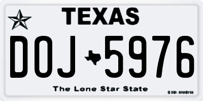 TX license plate DOJ5976