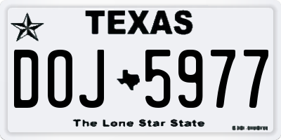 TX license plate DOJ5977