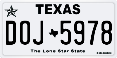 TX license plate DOJ5978