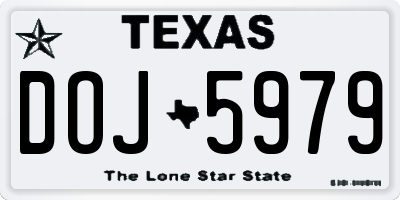 TX license plate DOJ5979
