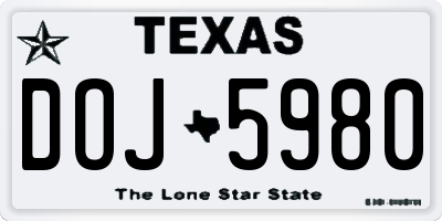 TX license plate DOJ5980
