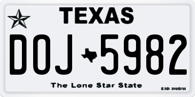 TX license plate DOJ5982