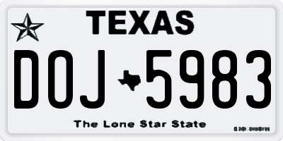 TX license plate DOJ5983