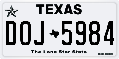 TX license plate DOJ5984