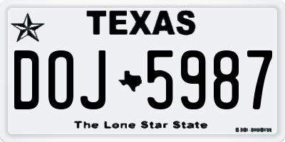 TX license plate DOJ5987