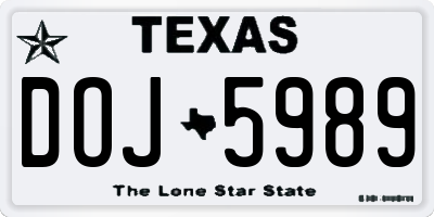 TX license plate DOJ5989