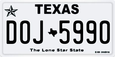 TX license plate DOJ5990