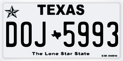TX license plate DOJ5993