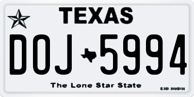 TX license plate DOJ5994