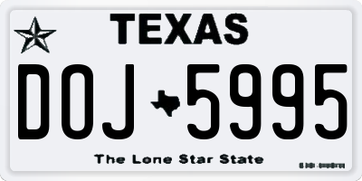 TX license plate DOJ5995