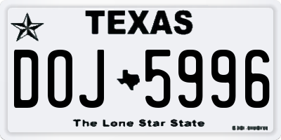 TX license plate DOJ5996