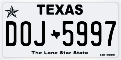 TX license plate DOJ5997