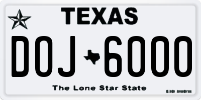 TX license plate DOJ6000