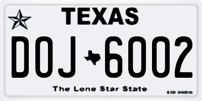 TX license plate DOJ6002