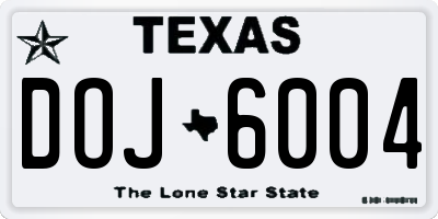 TX license plate DOJ6004