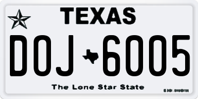 TX license plate DOJ6005