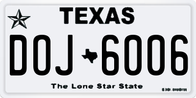 TX license plate DOJ6006
