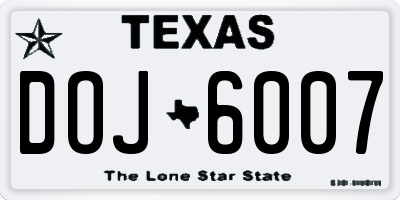 TX license plate DOJ6007