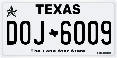 TX license plate DOJ6009